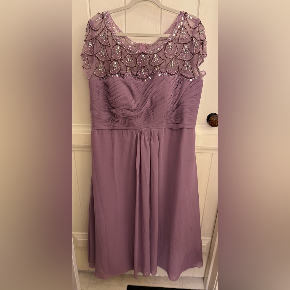 Purple Floral Sheath Beaded Prom Dresses Appliques Party Dress main image 1